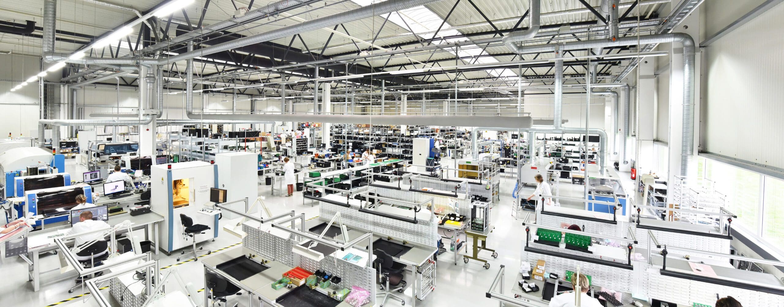 modern industrial factory for the production of electronic components - machinery, interior and equipment of the production hall